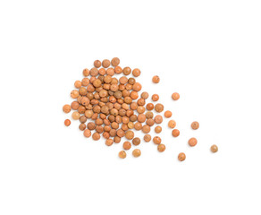 Dry brown lentils seeds or vegan protein source isolated