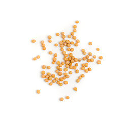 Dry yellow mustard seeds isolated on white background