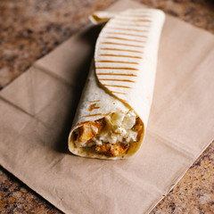 Turkish doner kebab home-made on a stone background