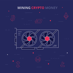 GPU Video Cards For Mining Cryptocurrency Vector Illustration