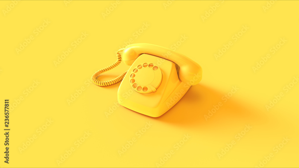 Wall mural Yellow Telephone 3d illustration 3d render