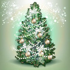 Fototapeta na wymiar Christmas tree, realistic vector illustration