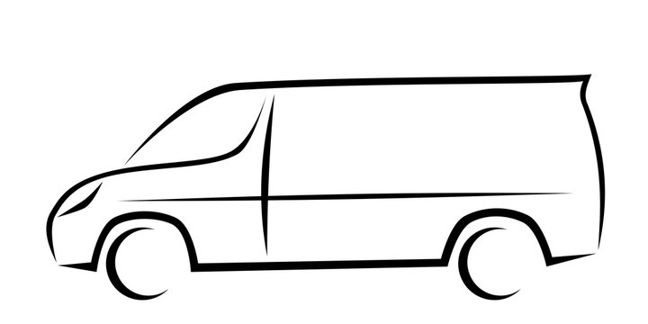 Dynamic vector illustration of a van as a logo for delivery or courier company