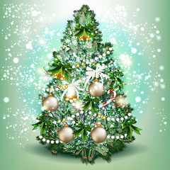 Fototapeta na wymiar Christmas tree. Detailed realistic vector illustrat