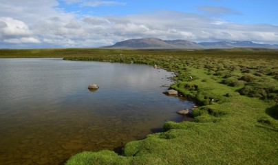 Beautiful Icelandic landscape. A lake on peninsula Skagi.