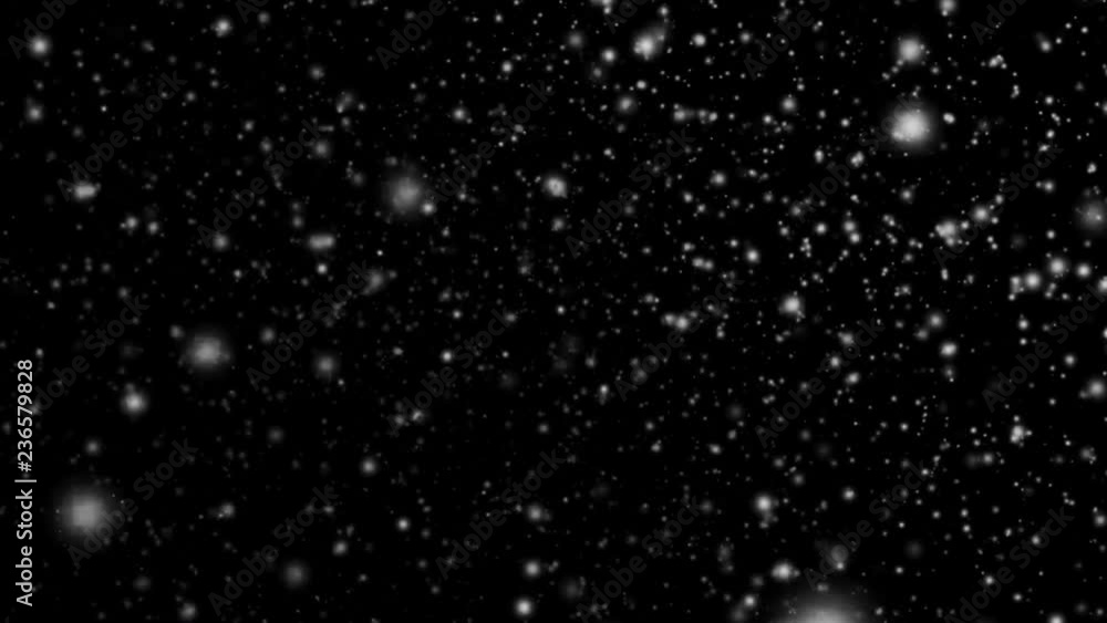 Poster starfield effect with black background. stars moving around in render animation with big white circl