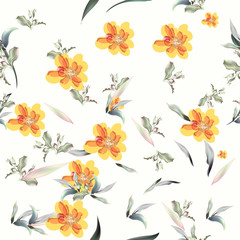 Floral pattern with flowers and foliage