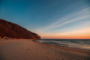 Fototapeta na wymiar cliff on the beach in Gdynia