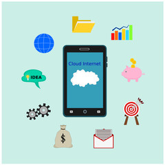 Fototapeta premium Business smartphone technology device display cloud internet concept , vector icon
