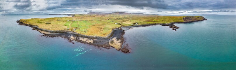 Aerial of the coastline of north west Skye by Kilmuir - Scotland © Lukassek