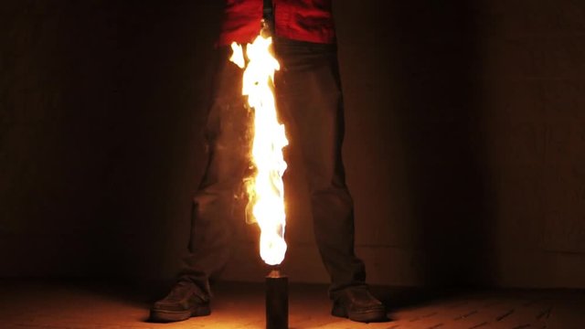 Staff being lit in slow motion