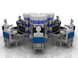 3d illustration Business computer Network 