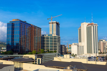 Naklejka premium Downtown buildings view Honolulu city
