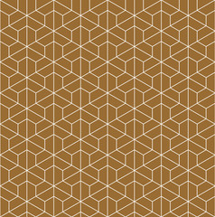 Seamless pattern based on Japanese ornament Kumiko.Gold background color.White pattern layer.