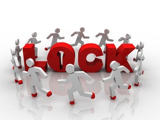 3d illustration Business Network with lock