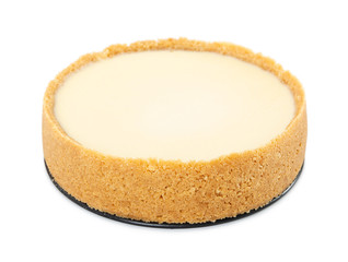 Classic cheesecake isolated on white background.