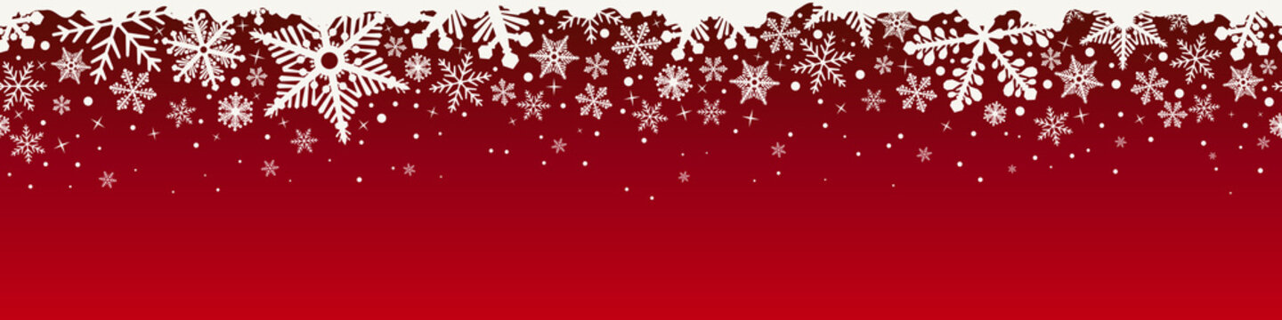 Abstract Christmas top snowflake seamless border.