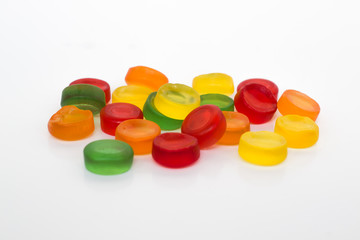 Round gummy candy isolated on white background