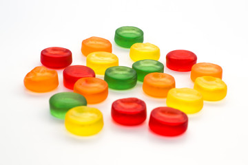 Round gummy candy isolated on white background