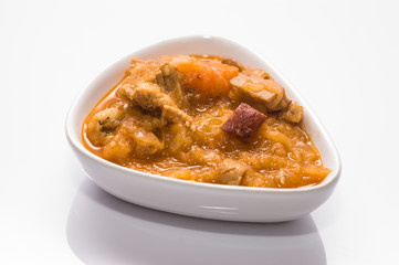 Stew of cabbage isolated on white background