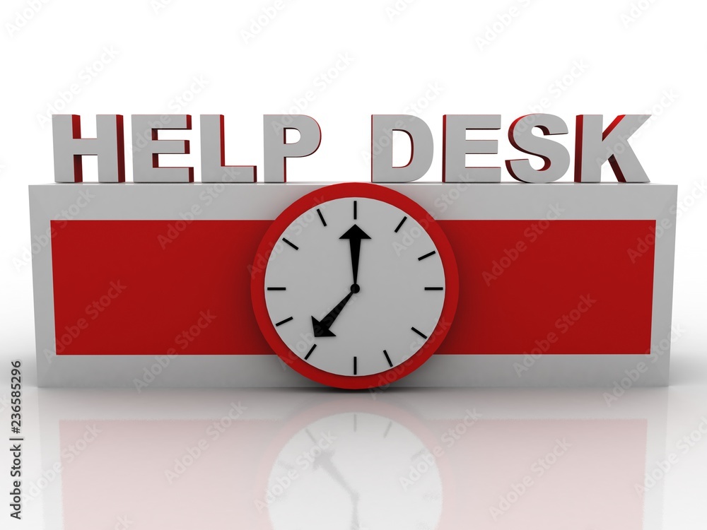 Poster 3d rendering help desk with business team