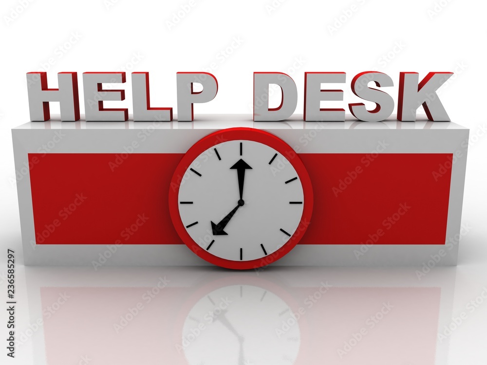 Poster 3d rendering help desk with business team