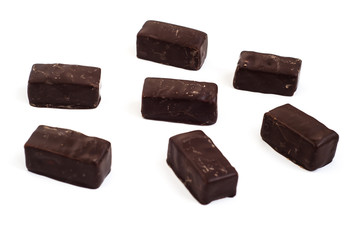 Marshmallow in chocolate isolated on white background