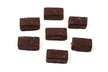 Marshmallow in chocolate isolated on white background