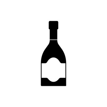 Vector bottle of champagne on a white background