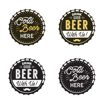 Beer emblems collection. Color and silhouette styles. Pub logo. Nice for brewery posters, t shirts, brewing prints. Stock patches isolated on white background