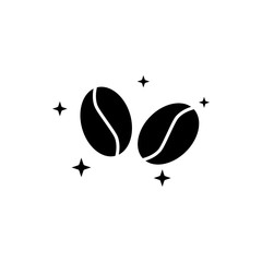 Coffee bean icon, silhouette, logo on white background