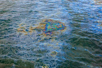 Oil emission from sunken battleship U.S.S. Arizon at Pearl Harbor, Hawaii