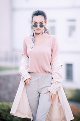 Fashion elegant cool girl in sunglasses.