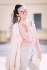 Fashion elegant cool girl in sunglasses.