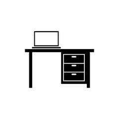 The table icon. Workplace and job, office, working symbol. Flat Vector illustration
