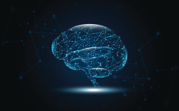 Brain human graphic digital wire dot and line vector illustration