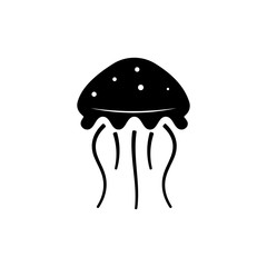 Jellyfish icon Vector. Flat vector illustration in black on white background. EPS 10