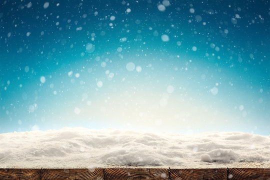 winter Christmas background with snow 