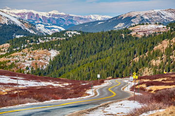 Highway in Colorado Rocky Mountains