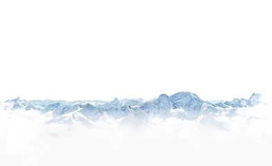 Panorama of winter mountains with snow. copy space background for your design