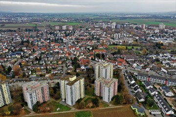 Fototapeta premium Steinbach in Hessen aus der Luft
