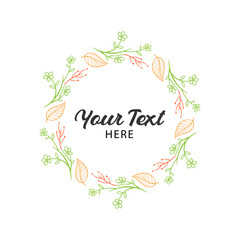 floral circle frame Simple wedding wreath vector hand drawn illustration