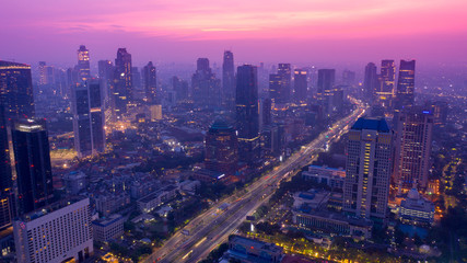 Fototapeta na wymiar Beautiful Jakarta cityscape at dawn time