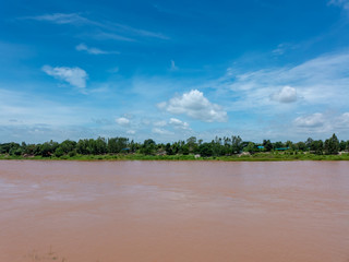 view of the red river after rain in thailand