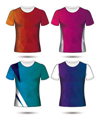  t-shirt templates abstract geometric collection of different colors polygonal mosaic