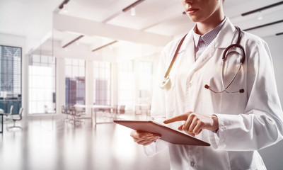 Modern medical industry presented by means of female doctor