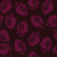 Seamless Pattern with Pink Strawberry