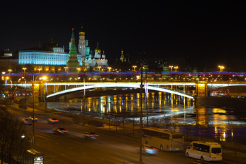 Fototapeta na wymiar night view of city of moscow russia