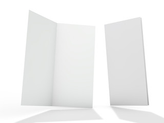 Blank portrait mock-up paper. Brochure, magazine, postcard isolated. 3D