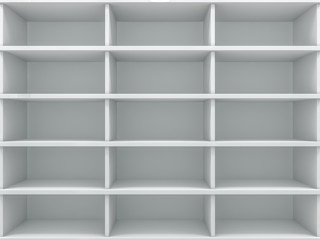 White empty closet. A cupboard with shelves. 3D